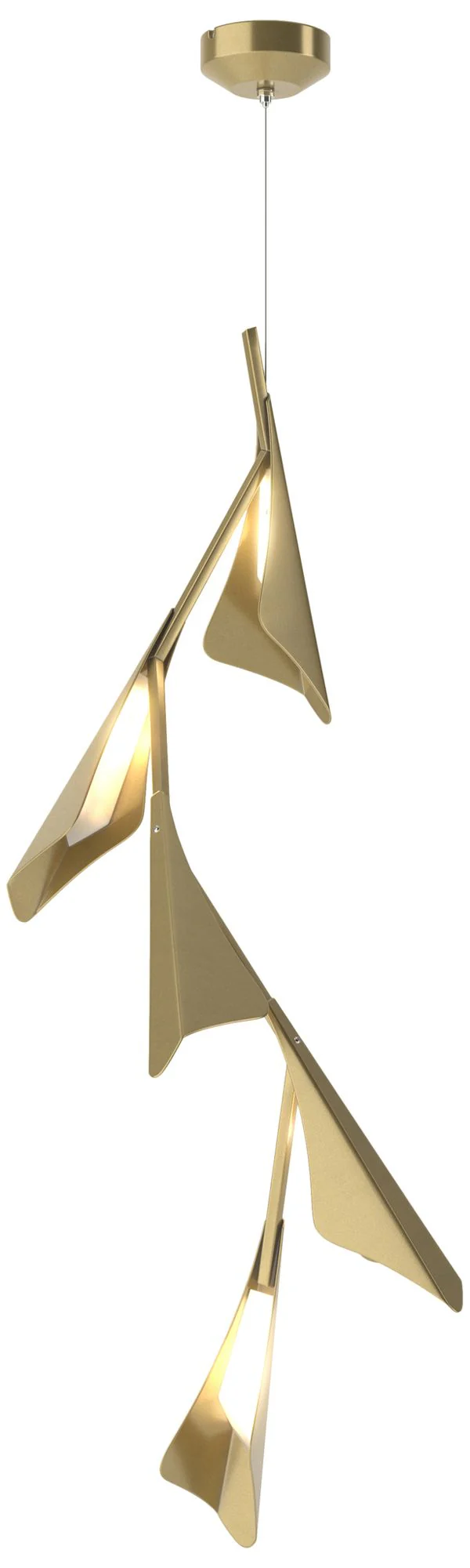 Plume 15"W 5-Light Modern Brass and Modern Brass Standard LED Pendant - Image 1