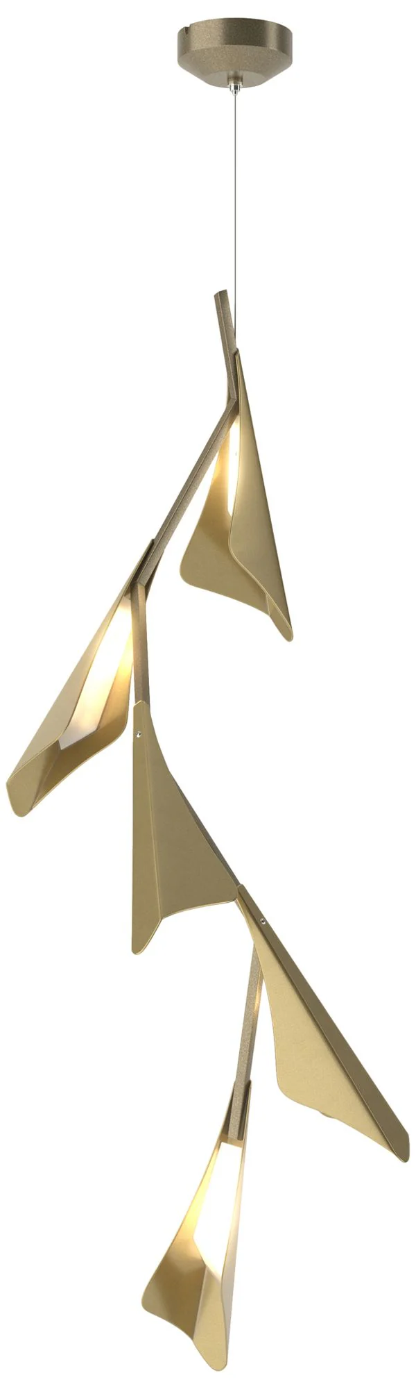 Plume 15"W 5-Light Modern Brass and Soft Gold Standard LED Pendant - Image 1