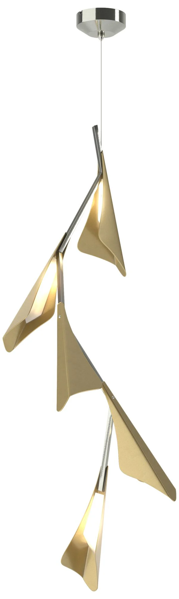 Plume 15"W 5-Light Modern Brass and Sterling Standard LED Pendant - Image 1
