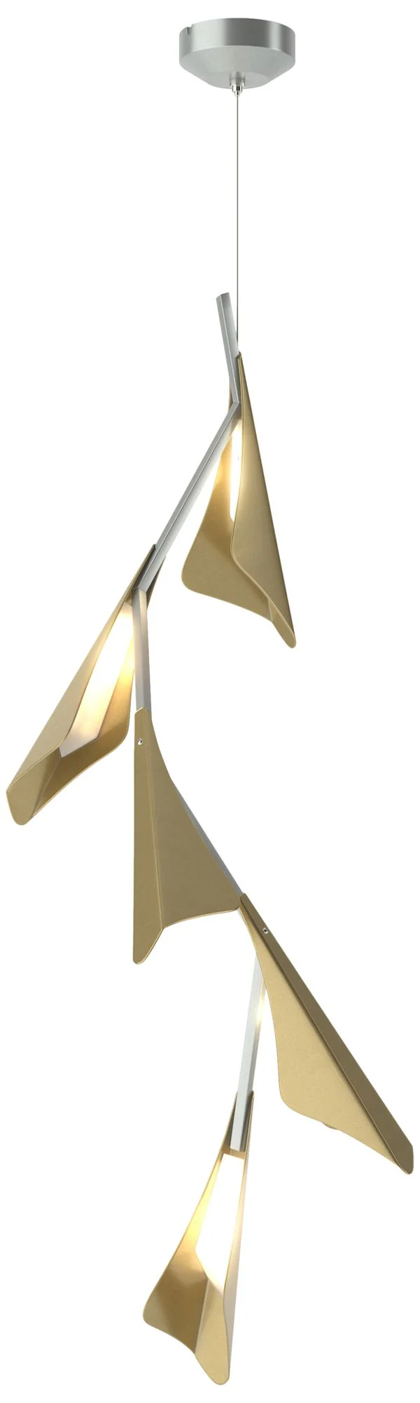 Plume 15"W 5-Light Modern Brass and Vintage Platinum Standard LED Pend - Image 1