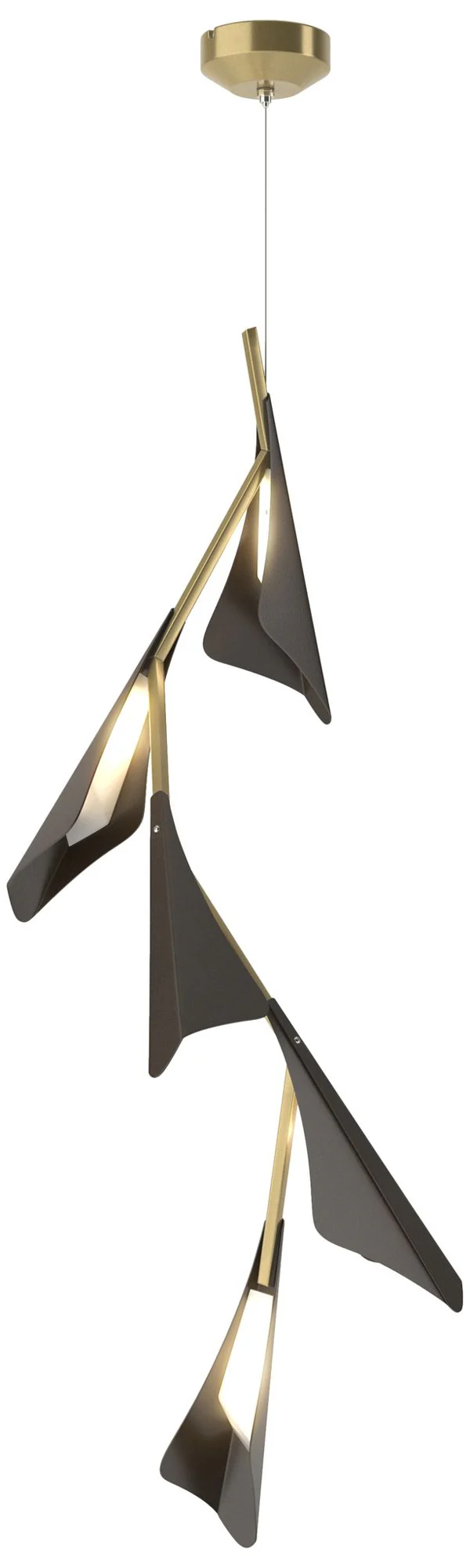 Plume 15"W 5-Light Oil Rubbed Bronze and Modern Brass Standard LED Pen - Image 1