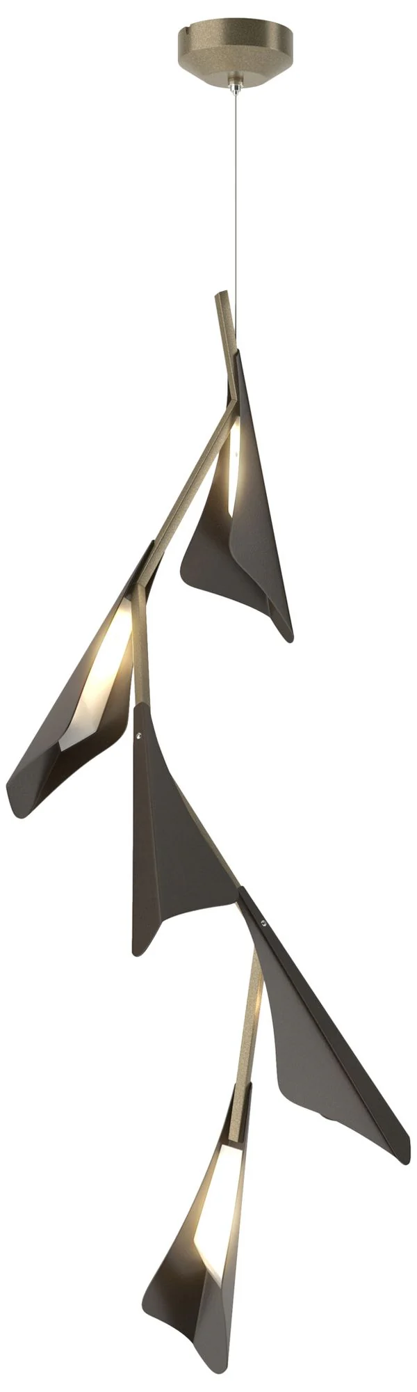 Plume 15"W 5-Light Oil Rubbed Bronze and Soft Gold Standard LED Pendan - Image 1