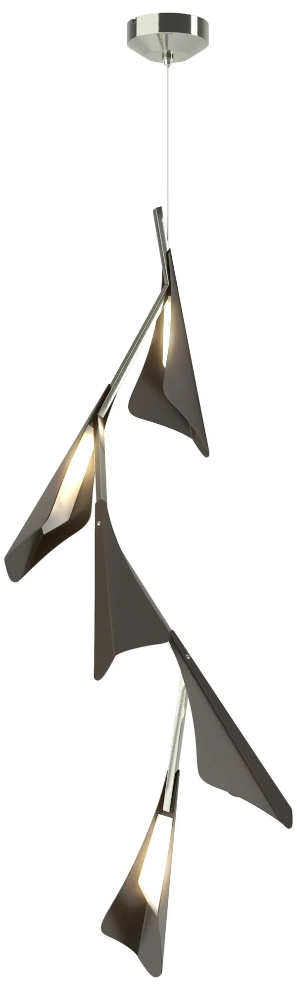 Plume 15"W 5-Light Oil Rubbed Bronze and Sterling Standard LED Pendant - Image 1