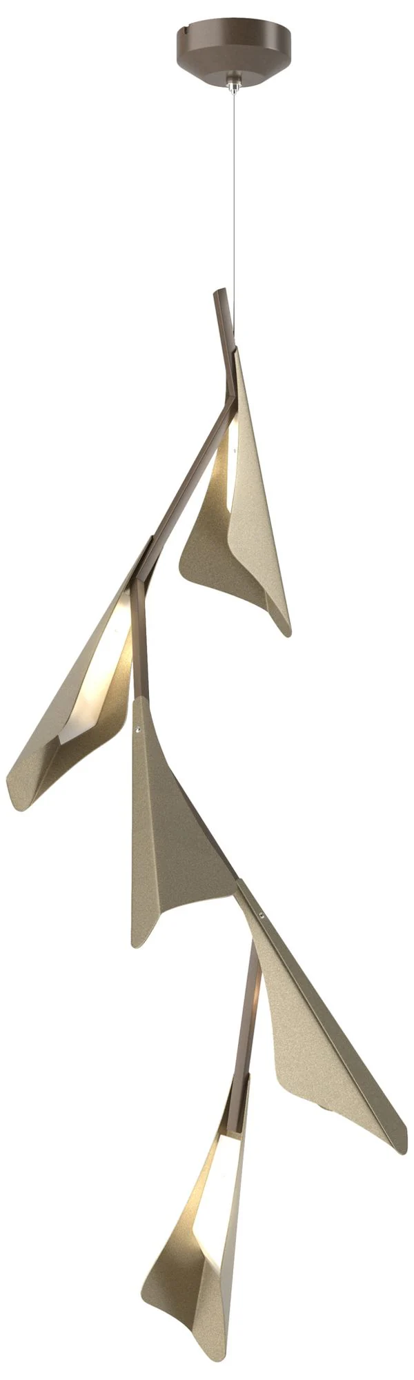 Plume 15"W 5-Light Soft Gold and Bronze Standard LED Pendant - Image 1