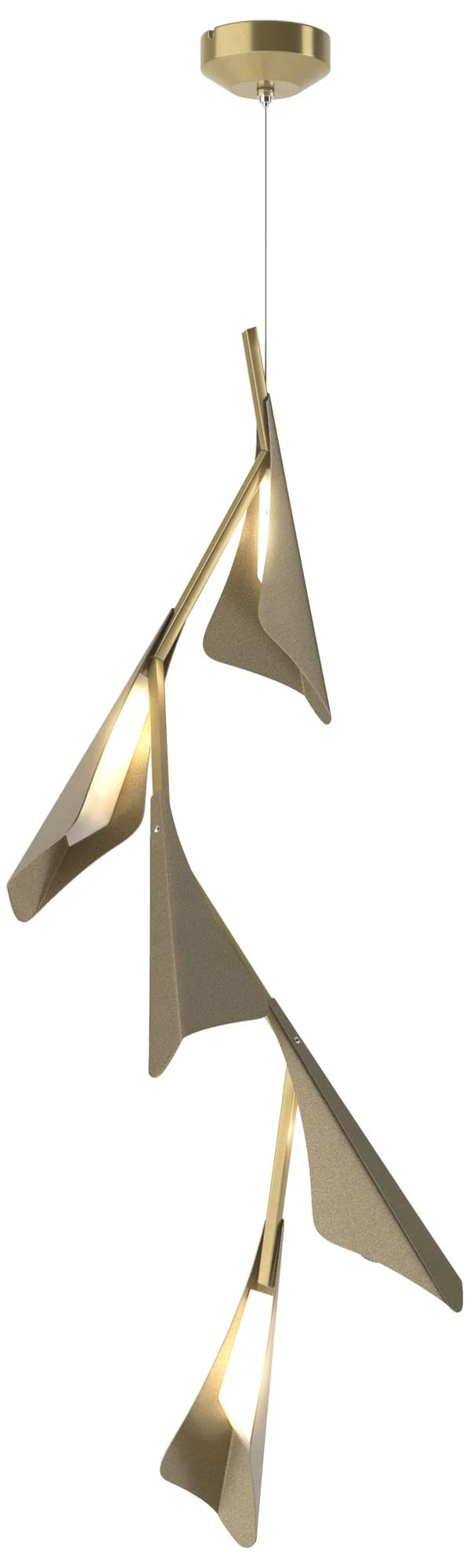 Plume 15"W 5-Light Soft Gold and Modern Brass Standard LED Pendant - Image 1