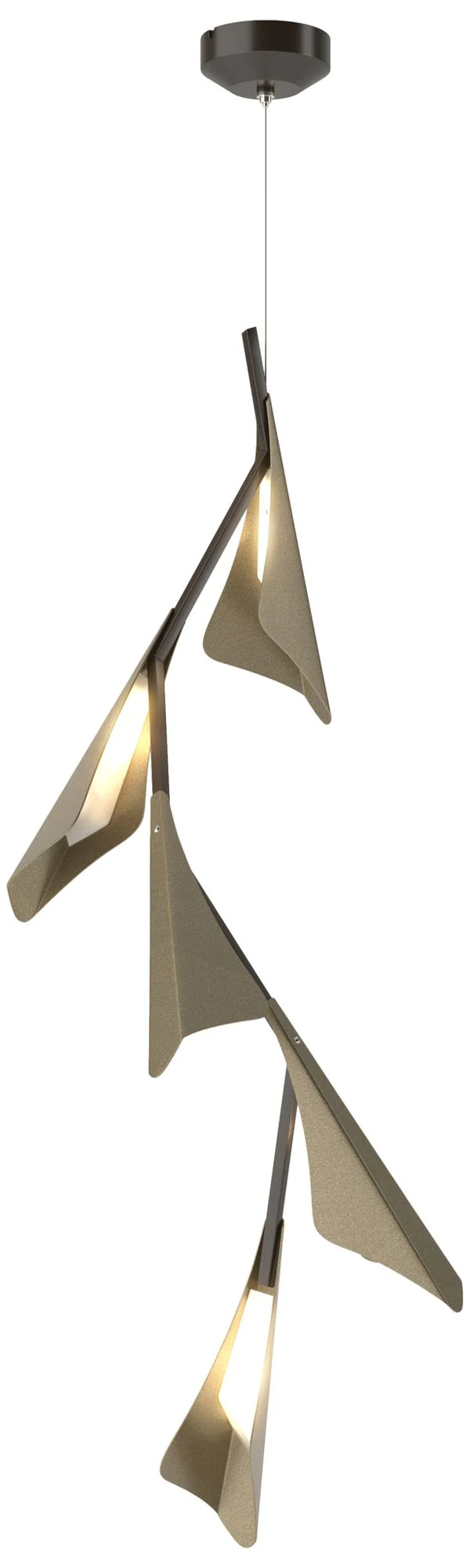 Plume 15"W 5-Light Soft Gold and Oil Rubbed Bronze Standard LED Pendan - Image 1