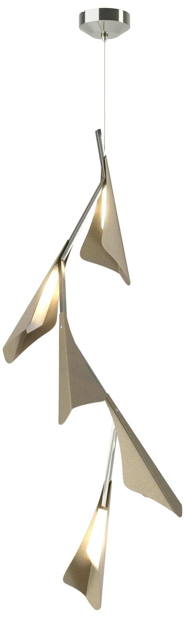 Plume 15"W 5-Light Soft Gold and Sterling Standard LED Pendant - Image 1