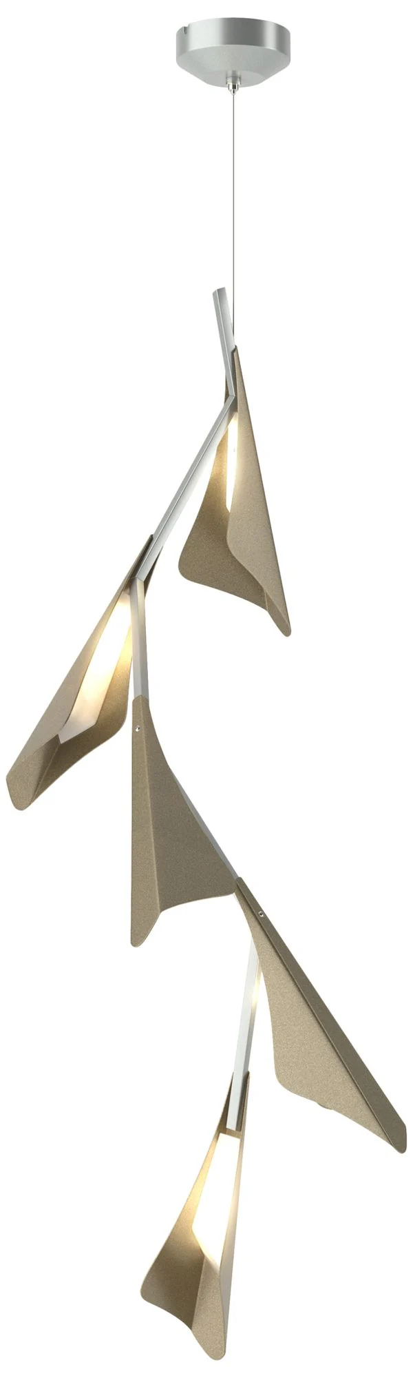 Plume 15"W 5-Light Soft Gold and Vintage Platinum Standard LED Pendant - Image 1