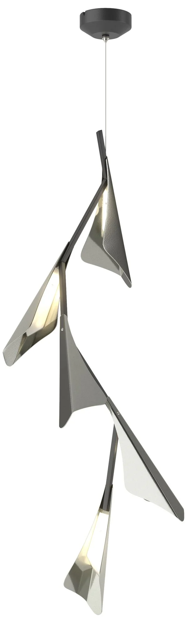 Plume 15"W 5-Light Sterling and Black Standard LED Pendant - Image 1