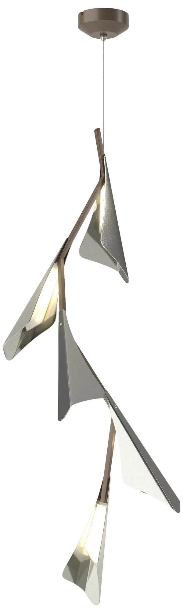 Plume 15"W 5-Light Sterling and Bronze Standard LED Pendant - Image 1