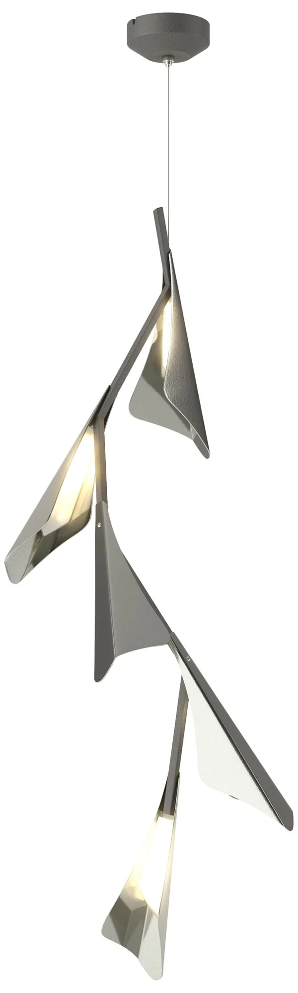 Plume 15"W 5-Light Sterling and Iron Standard LED Pendant - Image 1