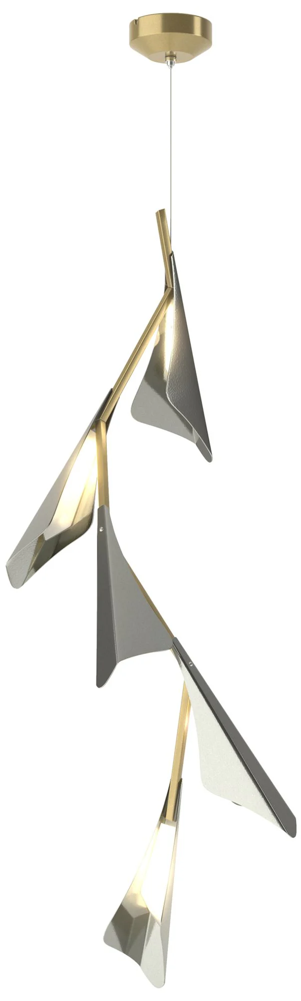 Plume 15"W 5-Light Sterling and Modern Brass Standard LED Pendant - Image 1