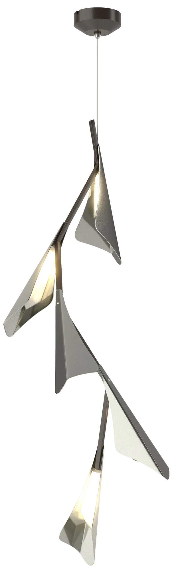 Plume 15"W 5-Light Sterling and Oil Rubbed Bronze Standard LED Pendant - Image 1