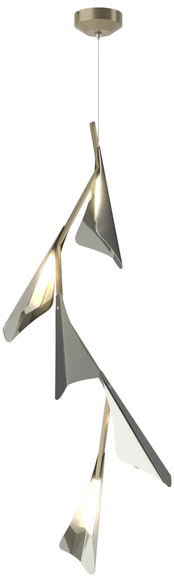 Plume 15"W 5-Light Sterling and Soft Gold Standard LED Pendant - Image 1
