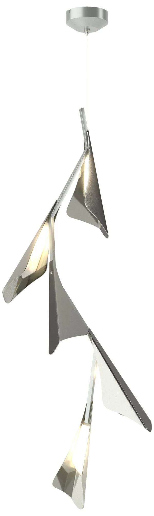 Plume 15"W 5-Light Sterling and Vintage Platinum Standard LED Pendant - Image 1