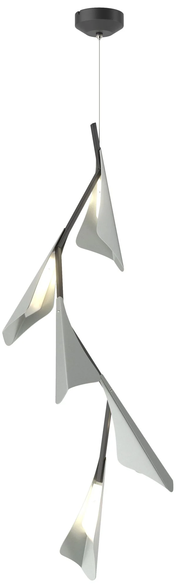 Plume 15"W 5-Light Vintage Platinum and Black Standard LED Pendant - Image 1
