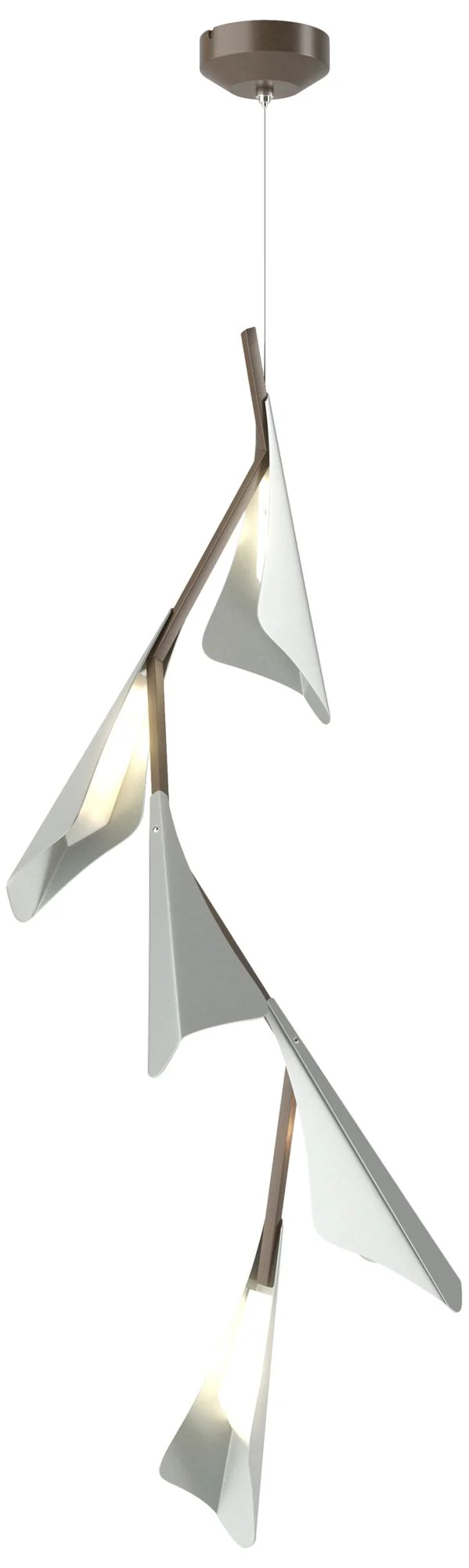 Plume 15"W 5-Light Vintage Platinum and Bronze Standard LED Pendant - Image 1