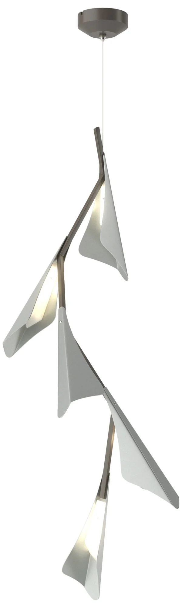 Plume 15"W 5-Light Vintage Platinum and Dark Smoke Standard LED Pendan - Image 1