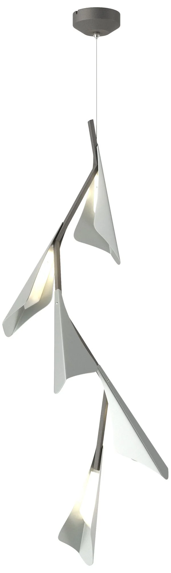 Plume 15"W 5-Light Vintage Platinum and Iron Standard LED Pendant - Image 1