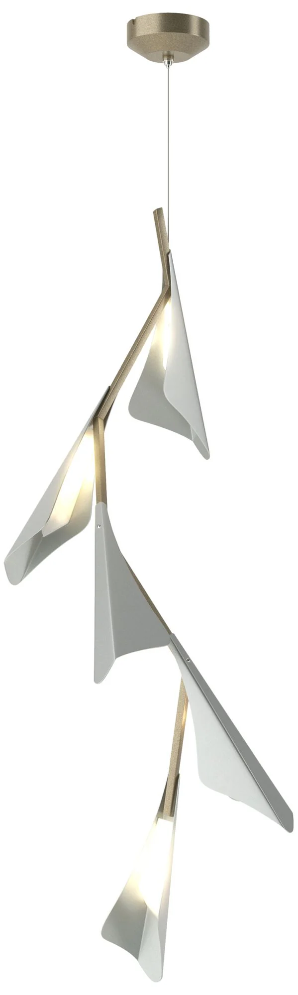 Plume 15"W 5-Light Vintage Platinum and Soft Gold Standard LED Pendant - Image 1