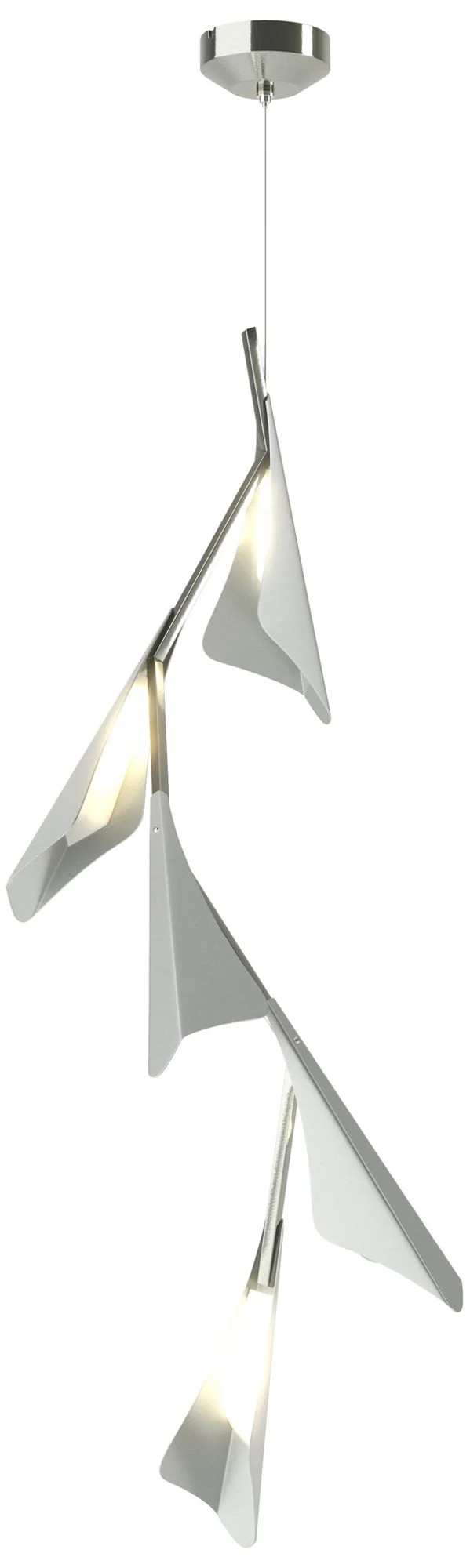 Plume 15"W 5-Light Vintage Platinum and Sterling Standard LED Pendant - Image 1