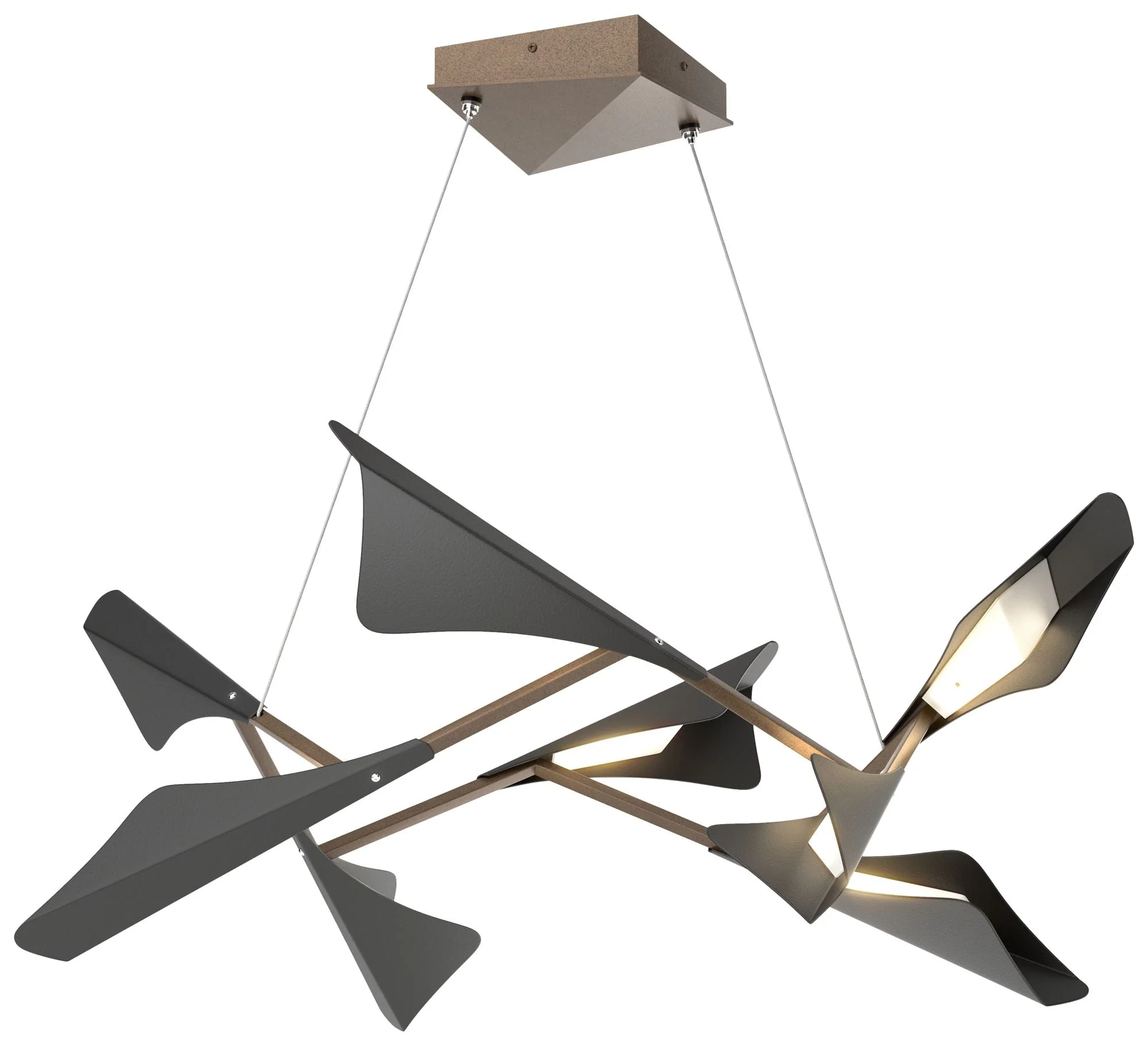 Plume 37.6"W 8-Light Black and Bronze Standard LED Pendant - Image 1