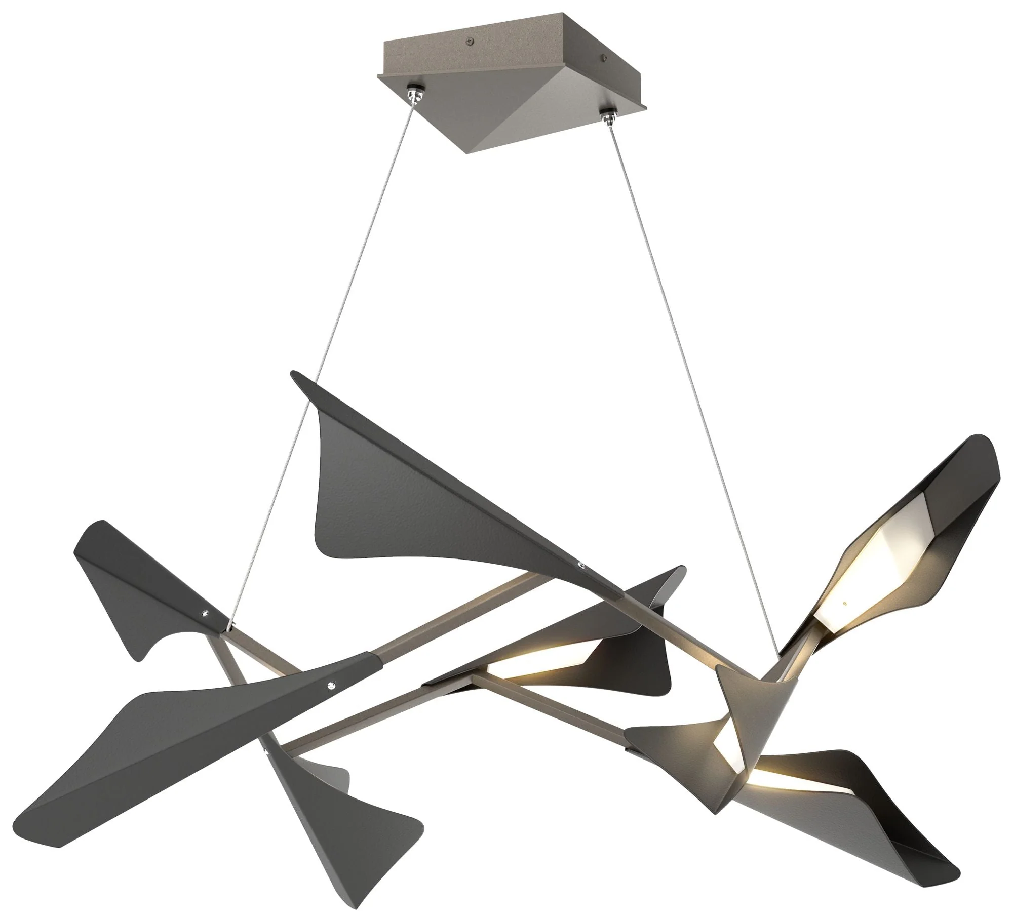 Plume 37.6"W 8-Light Black and Dark Smoke Standard LED Pendant - Image 1