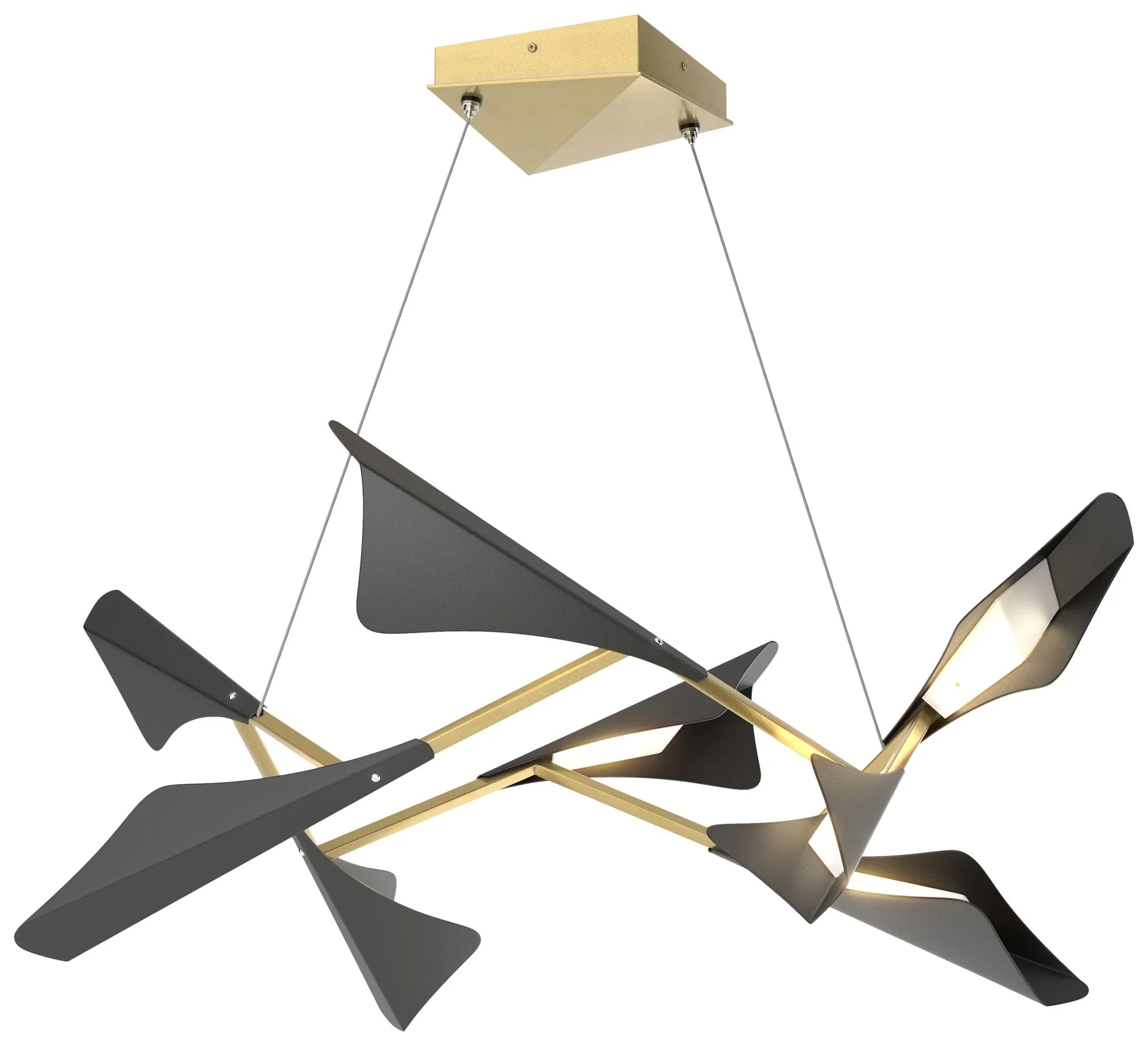 Plume 37.6″W 8-Light Black and Modern Brass Standard LED Pendant