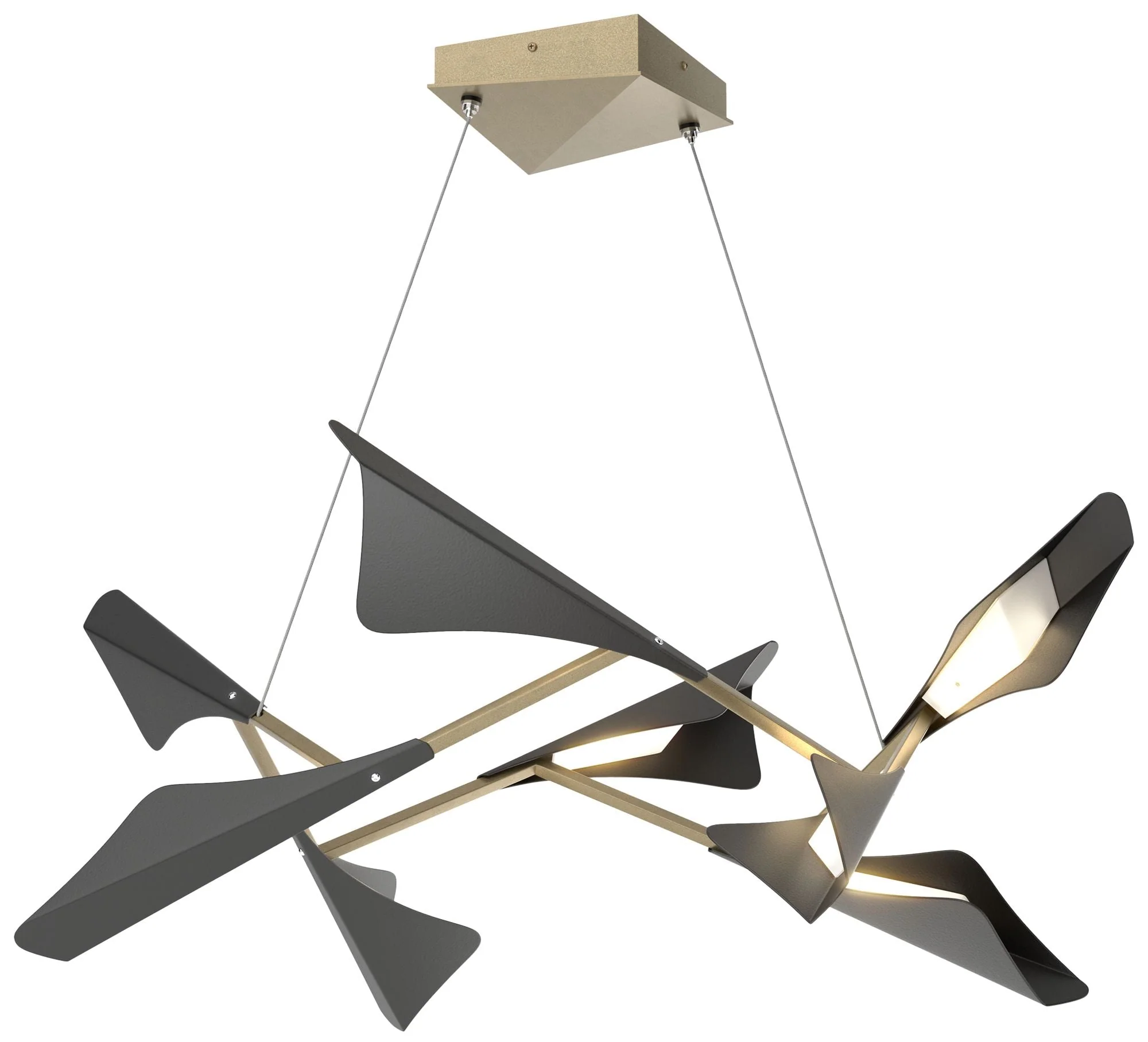 Plume 37.6"W 8-Light Black and Soft Gold Standard LED Pendant - Image 1
