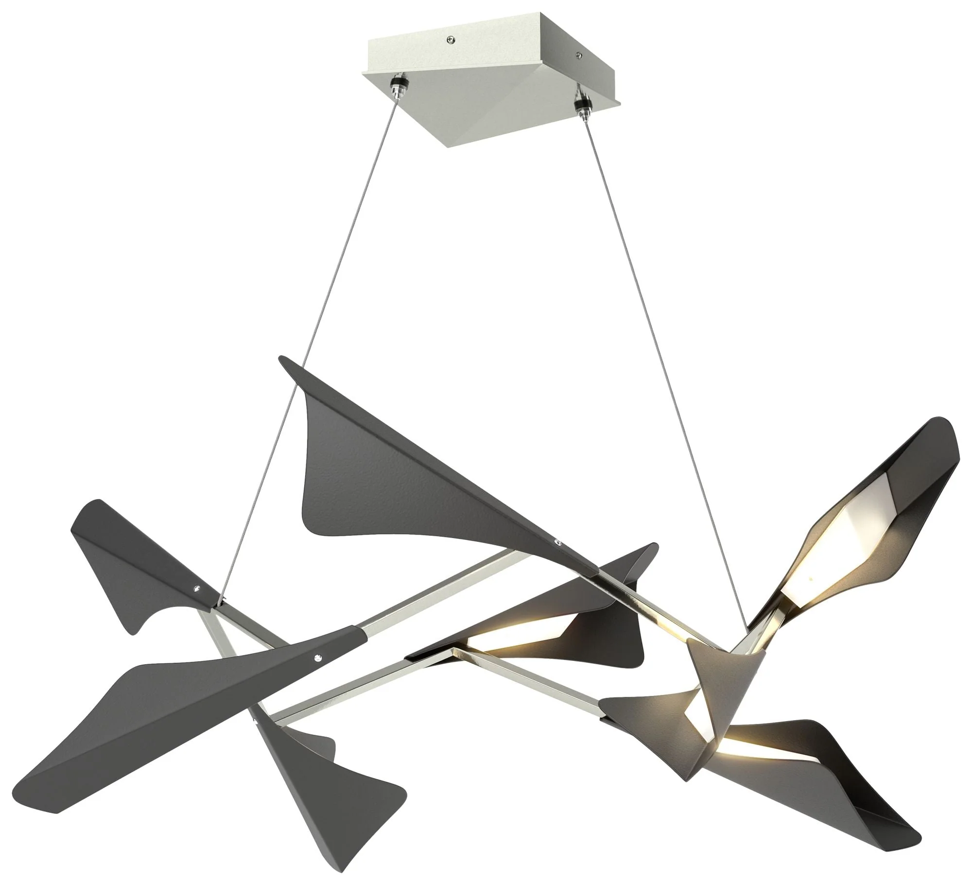 Plume 37.6"W 8-Light Black and Sterling Standard LED Pendant - Image 1