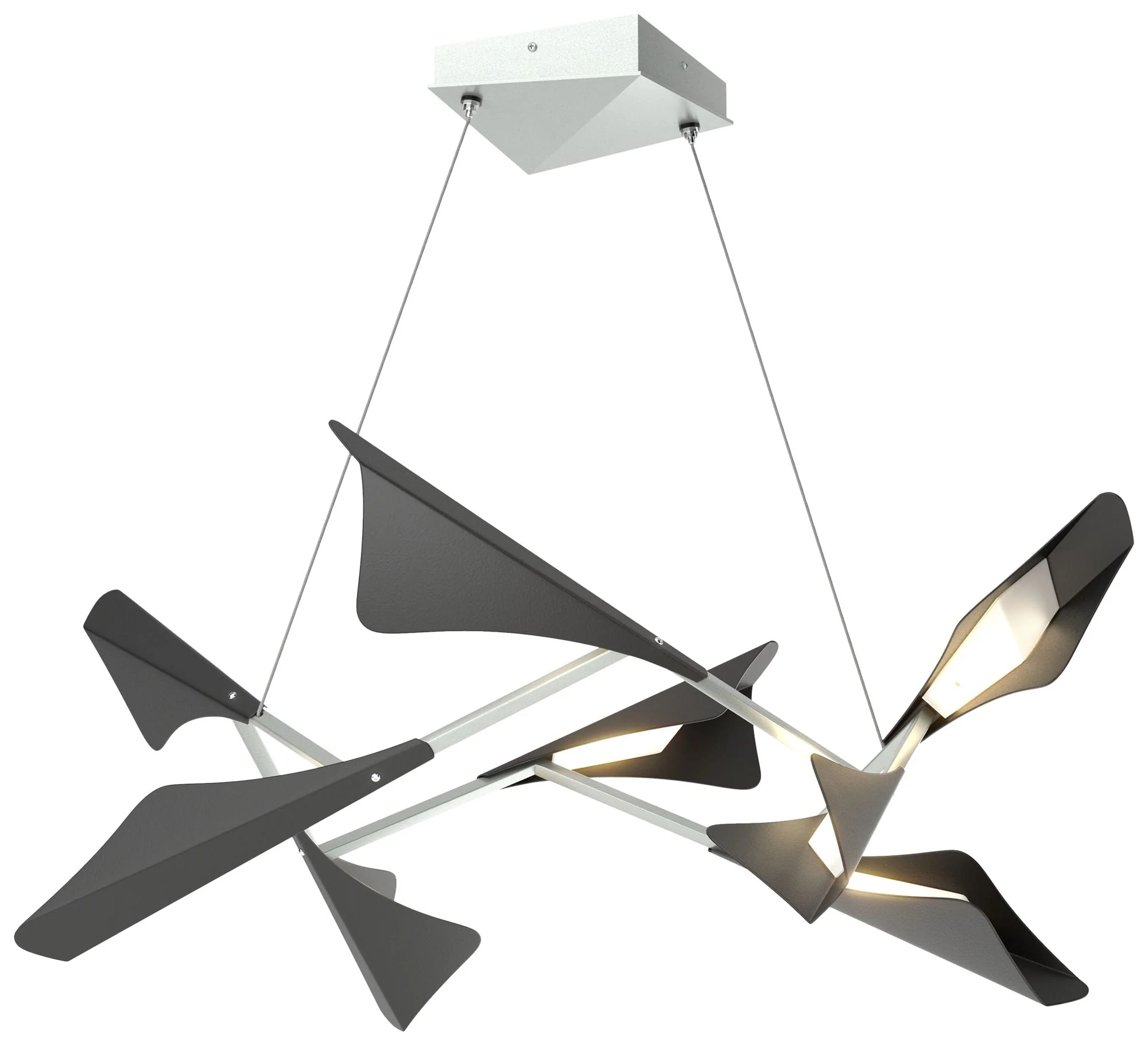 Plume 37.6"W 8-Light Black and Vintage Platinum Standard LED Pendant - Image 1