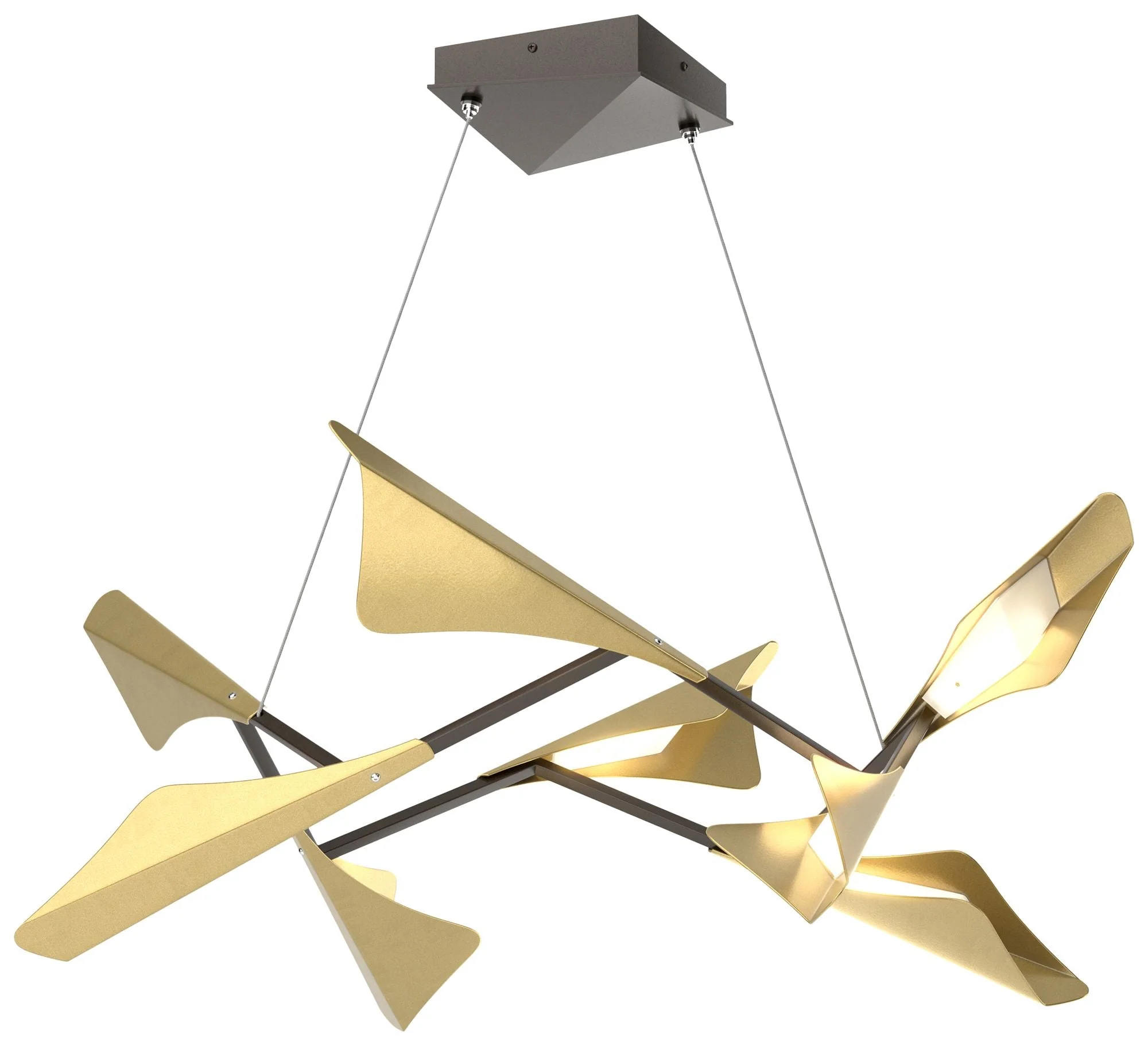 Plume 37.6"W 8-Light Brass and Oil Rubbed Bronze Standard LED Pendant - Image 1