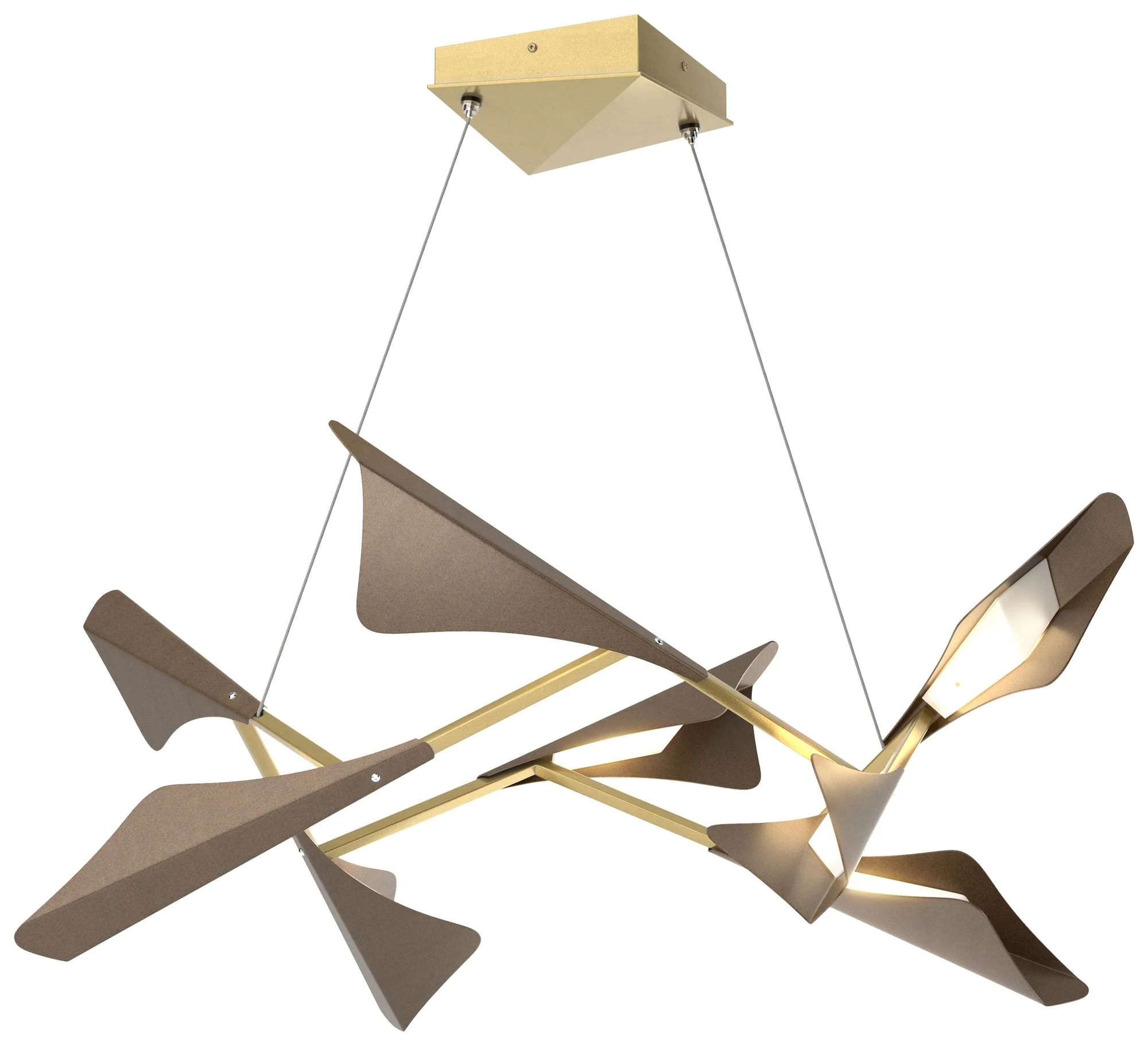 Plume 37.6"W 8-Light Bronze and Modern Brass Standard LED Pendant - Image 1