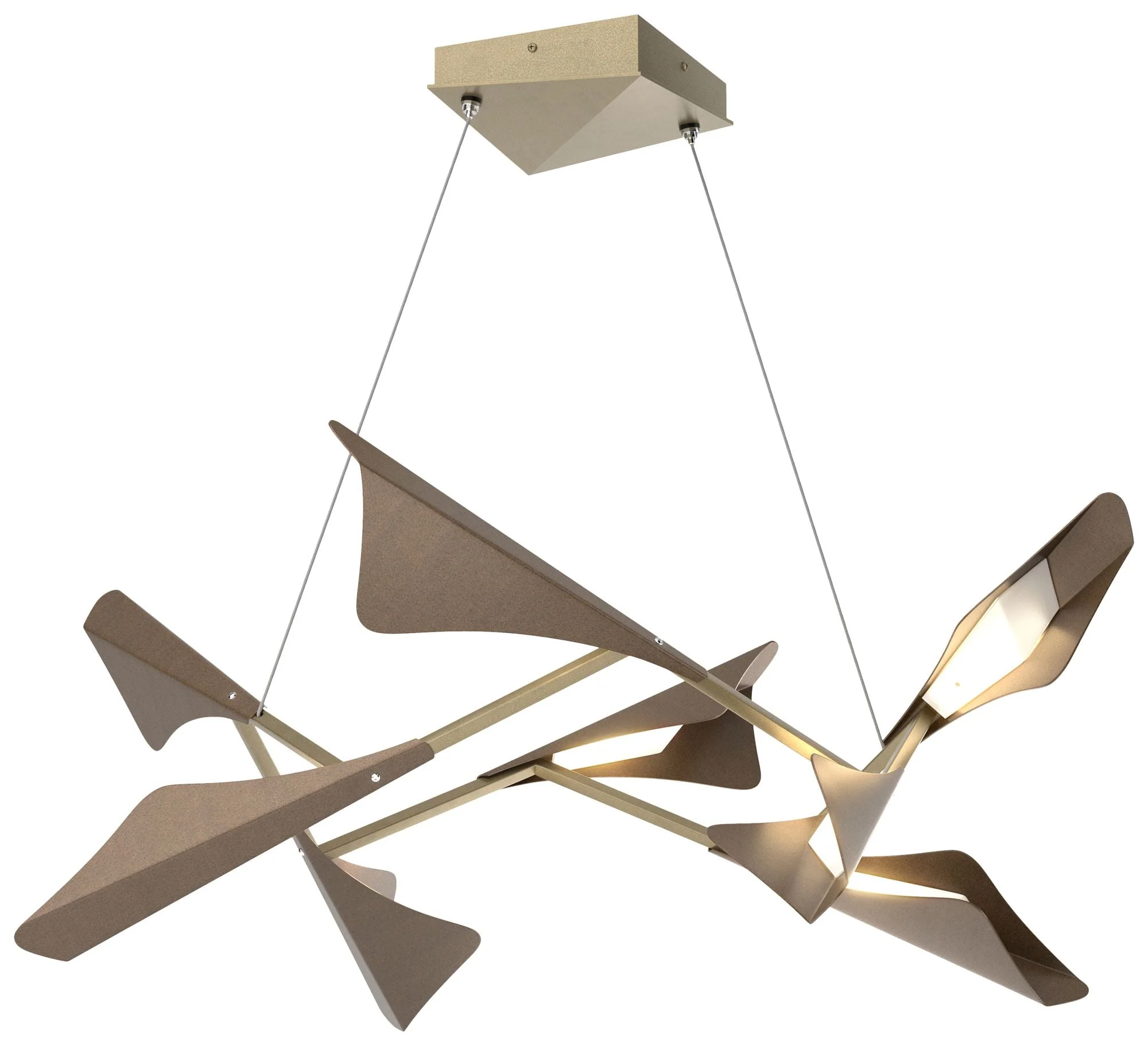 Plume 37.6"W 8-Light Bronze and Soft Gold Standard LED Pendant - Image 1