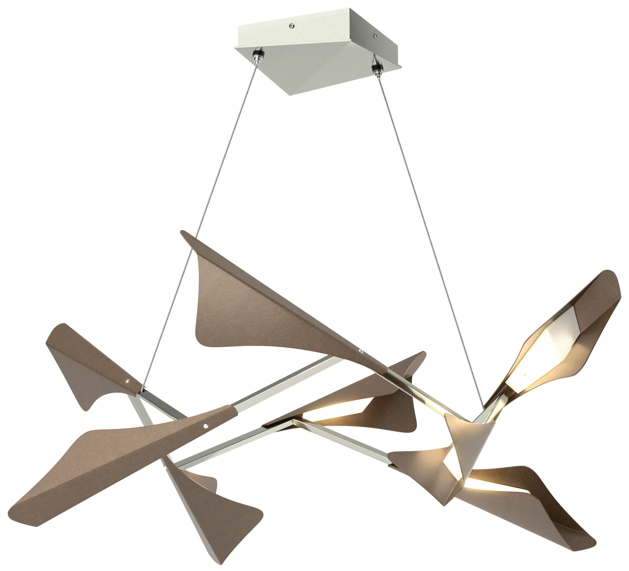 Plume 37.6"W 8-Light Bronze and Sterling Standard LED Pendant - Image 1