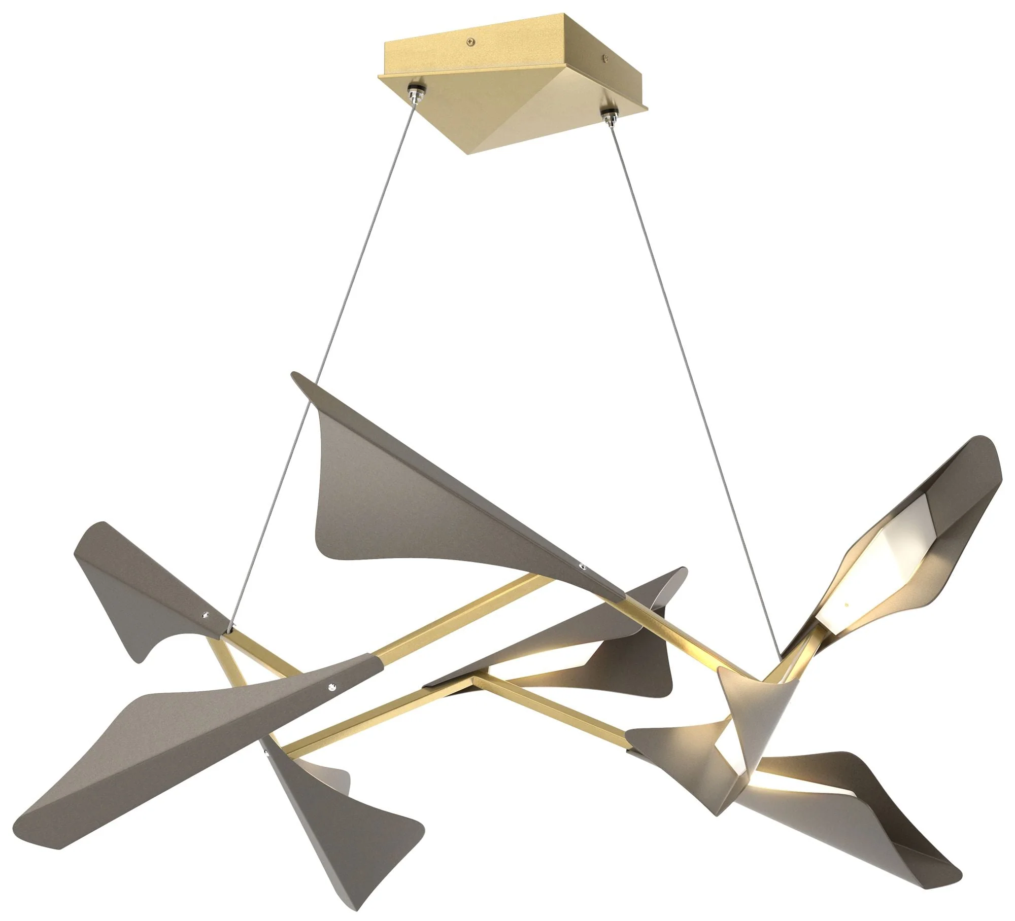 Plume 37.6″W 8-Light Dark Smoke and Modern Brass Standard LED Pendant