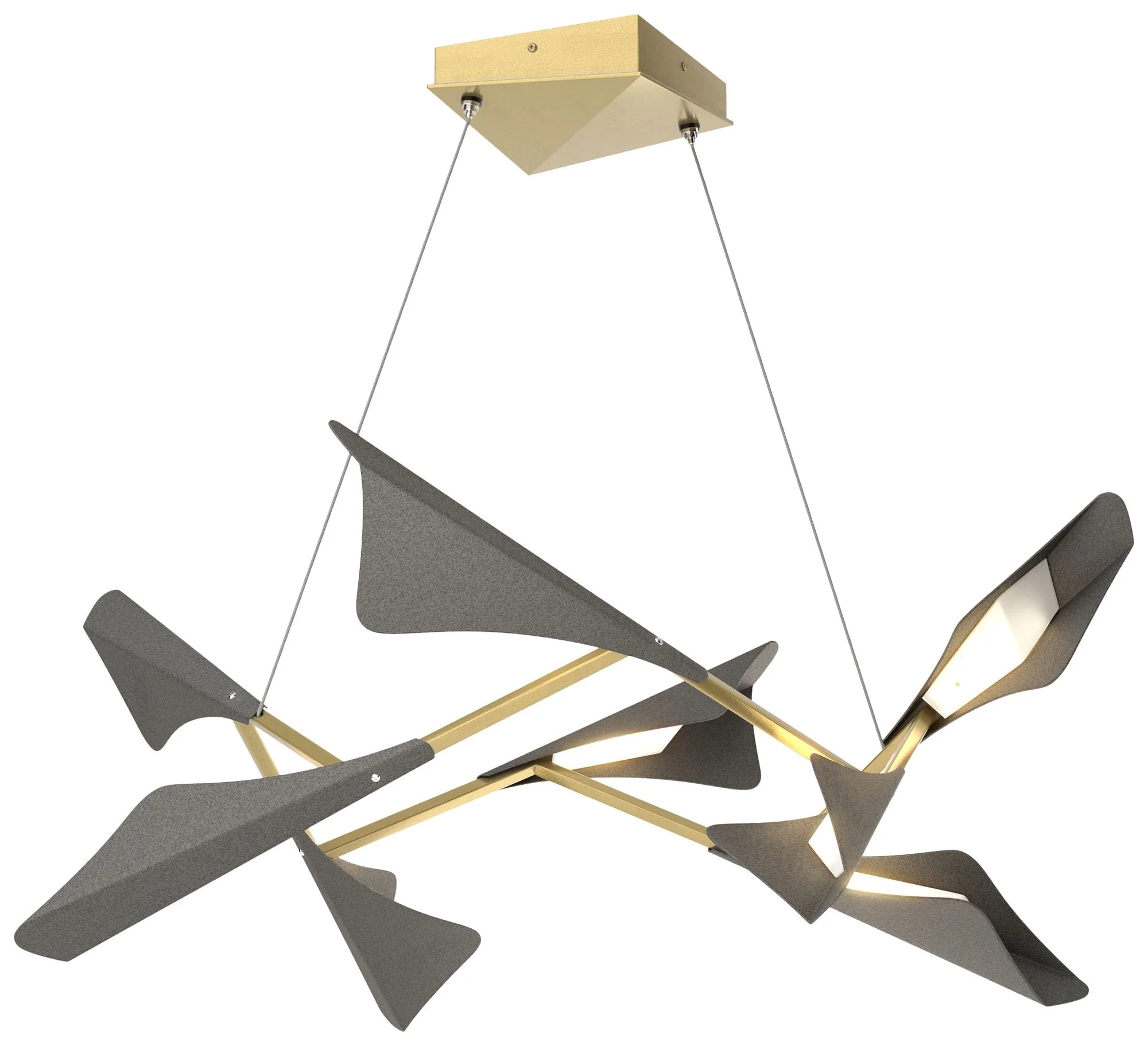 Plume 37.6″W 8-Light Iron and Modern Brass Standard LED Pendant