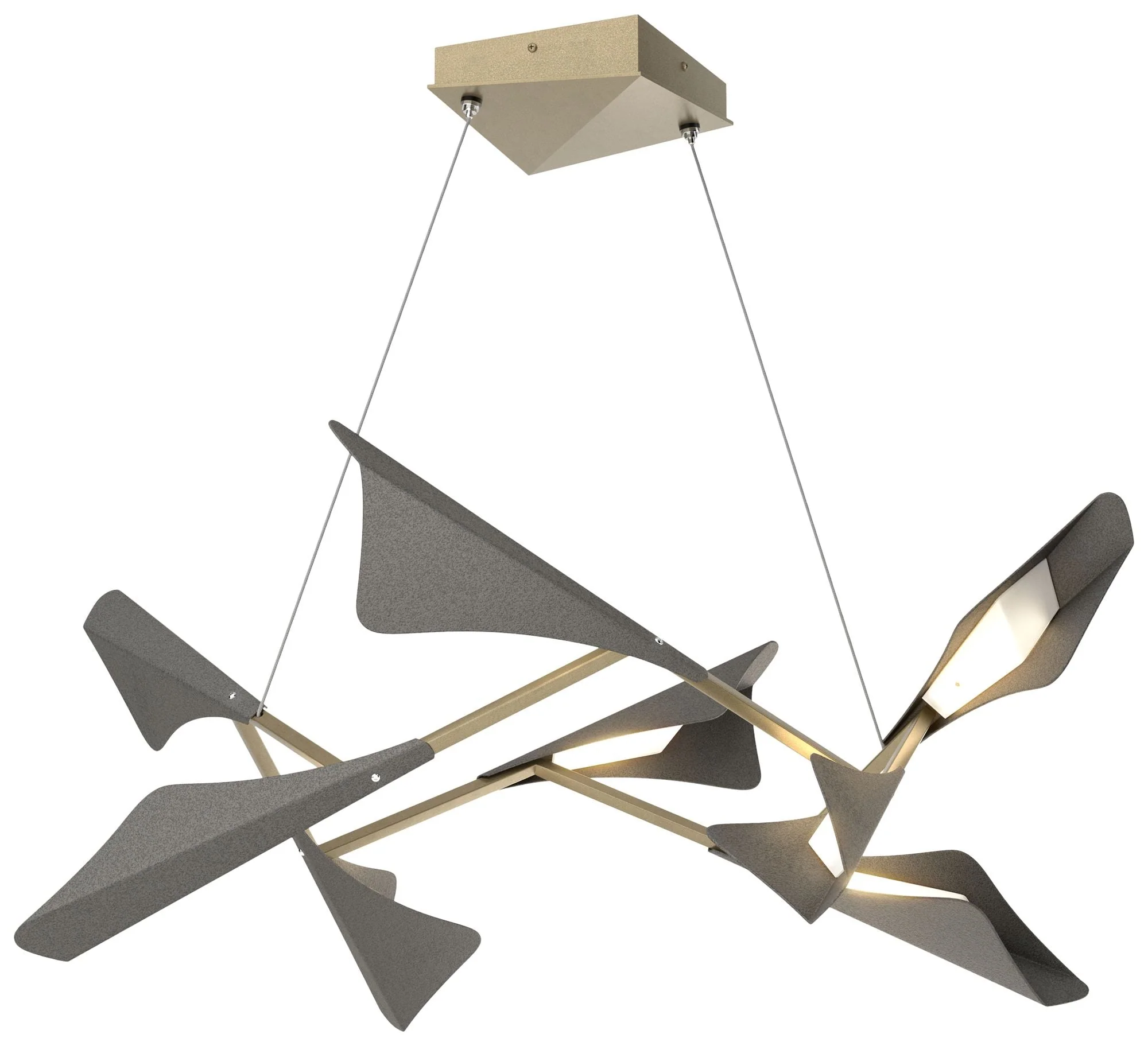 Plume 37.6"W 8-Light Iron and Soft Gold Standard LED Pendant - Image 1
