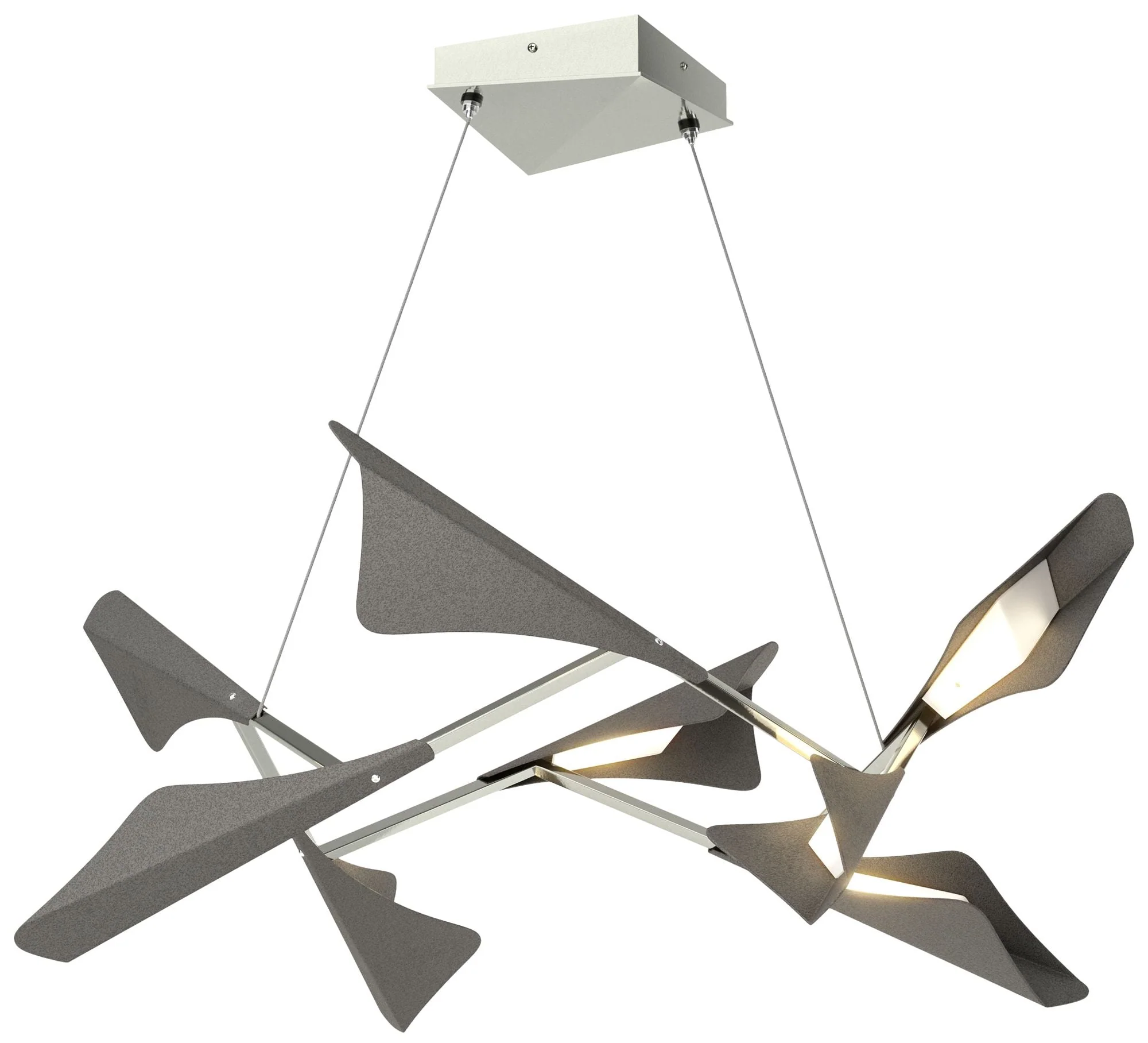 Plume 37.6"W 8-Light Iron and Sterling Standard LED Pendant - Image 1
