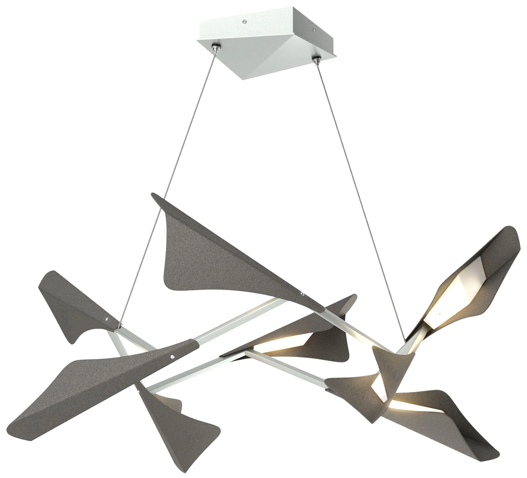 Plume 37.6"W 8-Light Iron and Vintage Platinum Standard LED Pendant - Image 1
