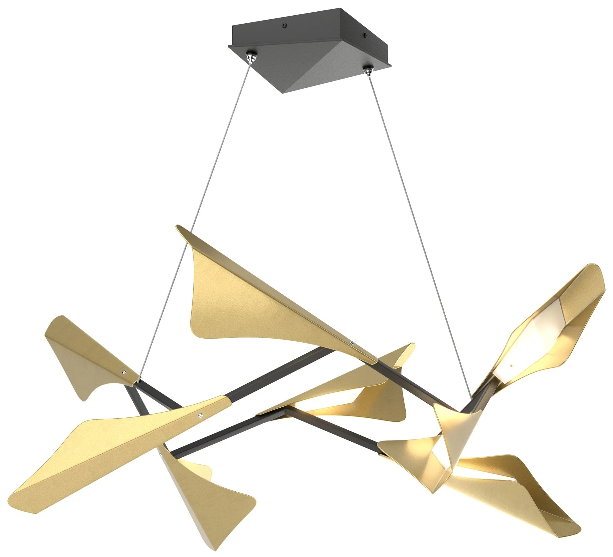 Plume 37.6"W 8-Light Modern Brass and Black Standard LED Pendant - Image 1