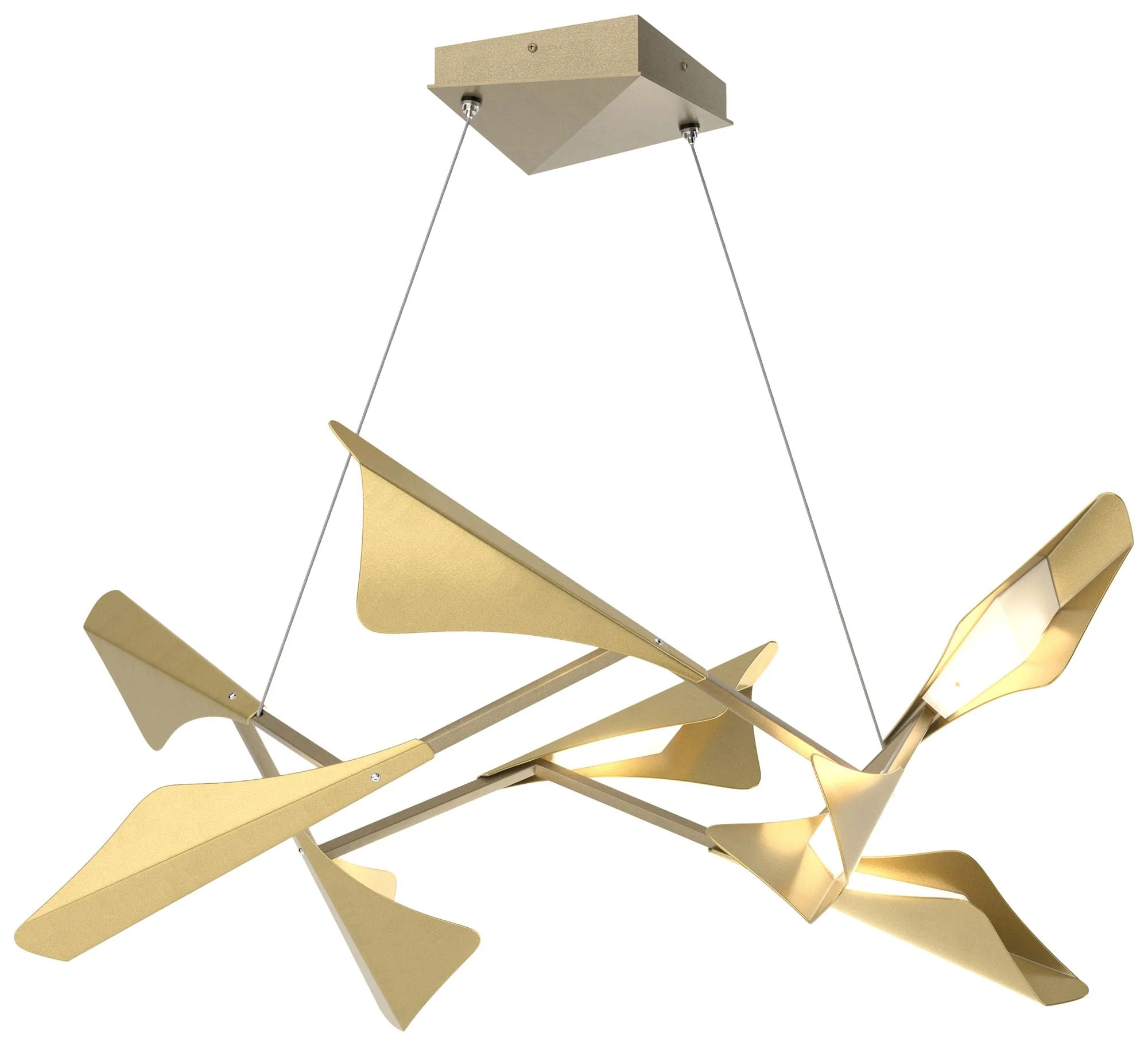 Plume 37.6"W 8-Light Modern Brass and Soft Gold Standard LED Pendant - Image 1