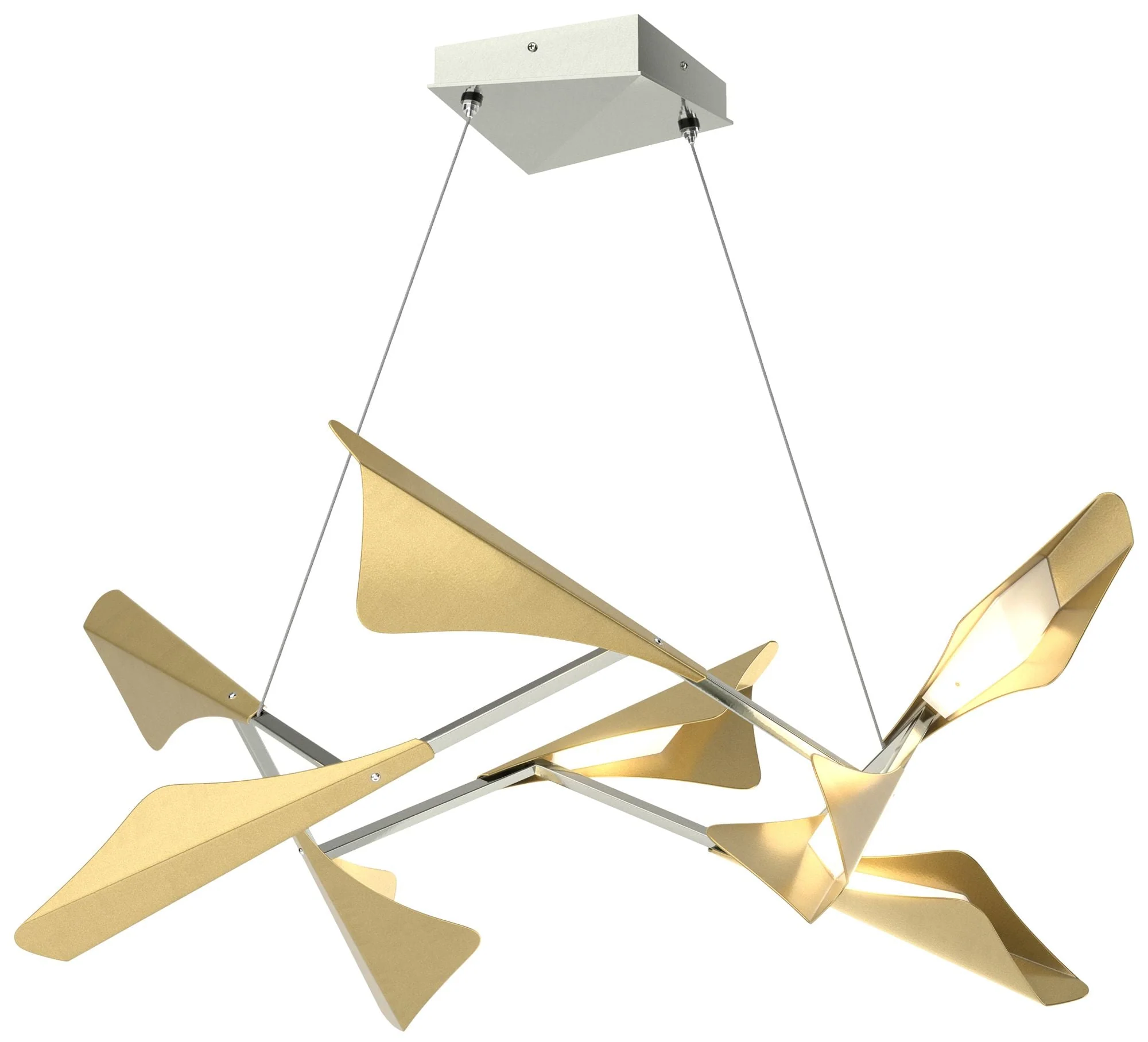 Plume 37.6"W 8-Light Modern Brass and Sterling Standard LED Pendant - Image 1
