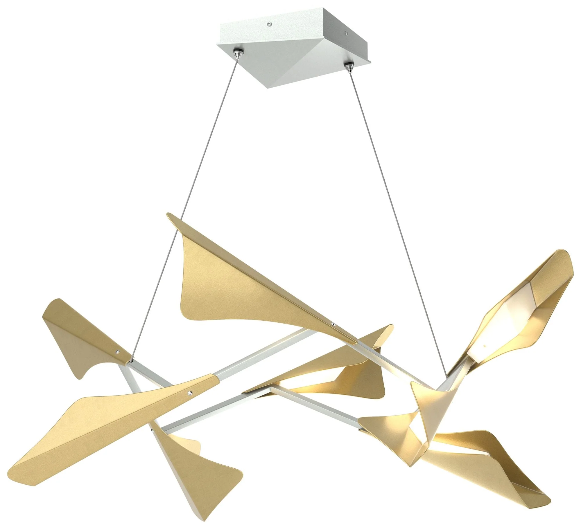 Plume 37.6"W 8-Light Modern Brass and Vintage Platinum Standard LED Pe - Image 1