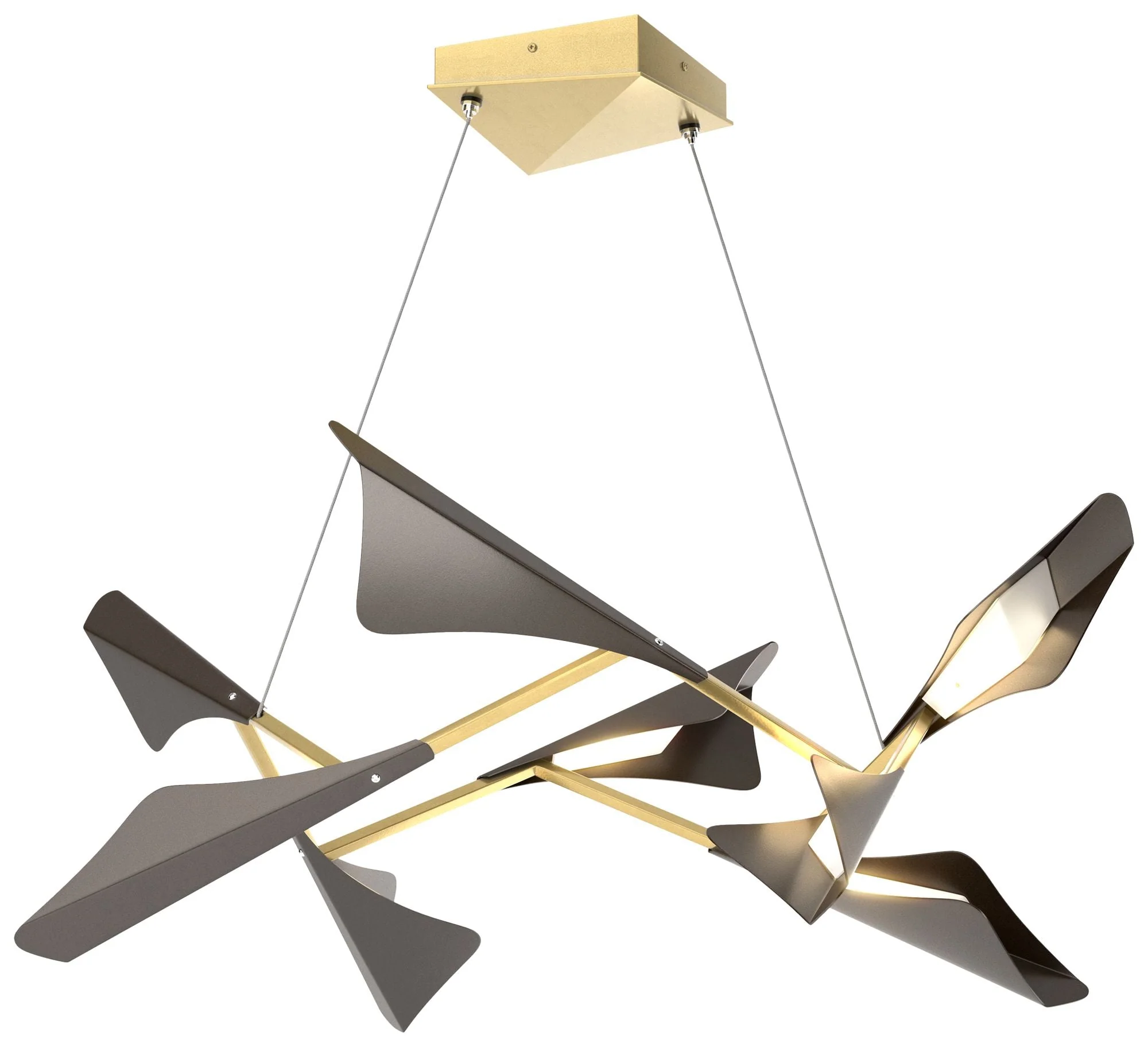 Plume 37.6"W 8-Light Oil Rubbed Bronze and Brass Standard LED Pendant - Image 1