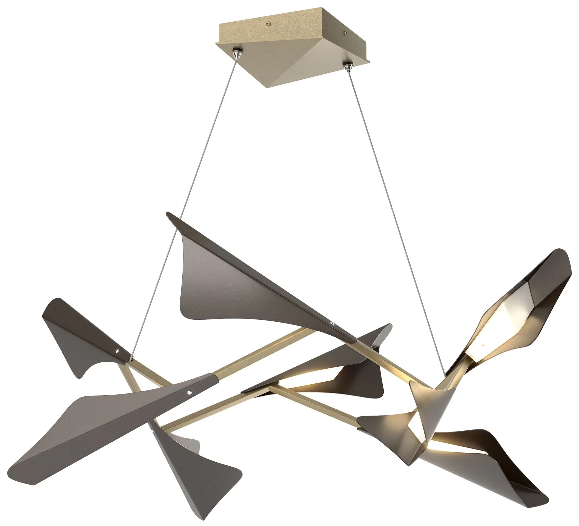 Plume 37.6"W 8-Light Oil Rubbed Bronze and Soft Gold Standard LED Pend - Image 1