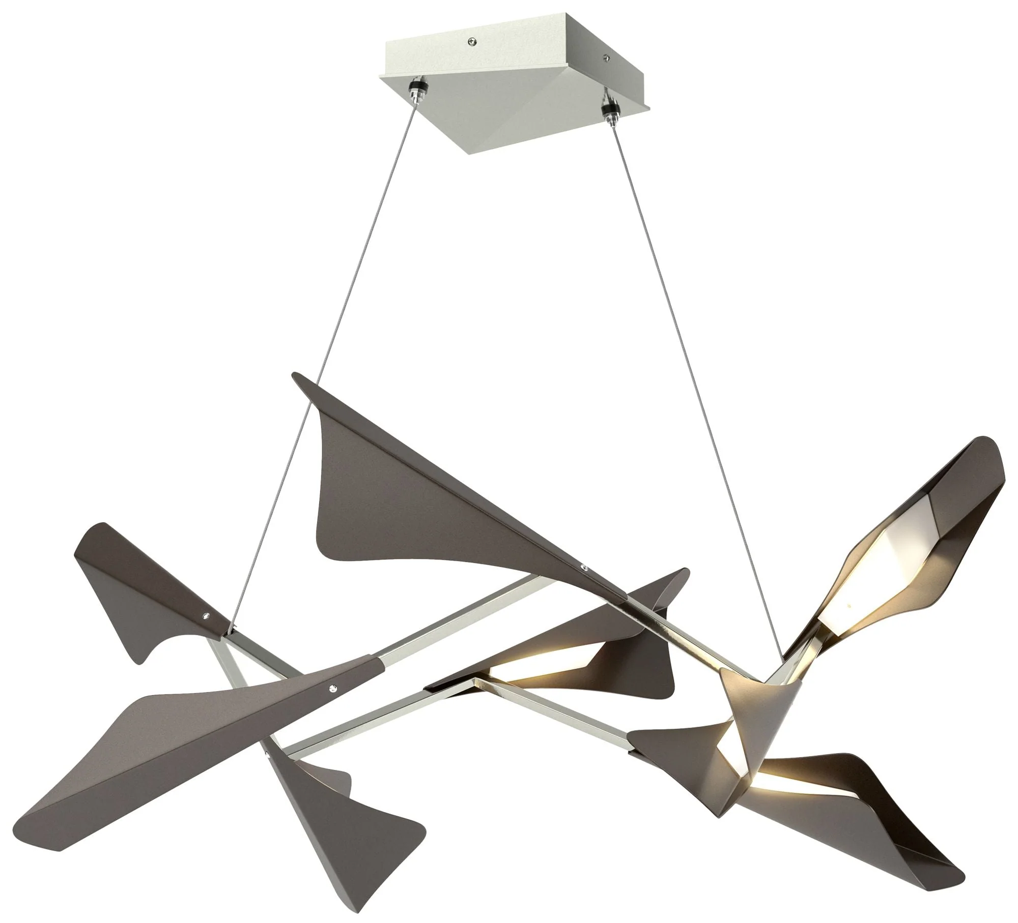 Plume 37.6"W 8-Light Oil Rubbed Bronze and Sterling Standard LED Penda - Image 1
