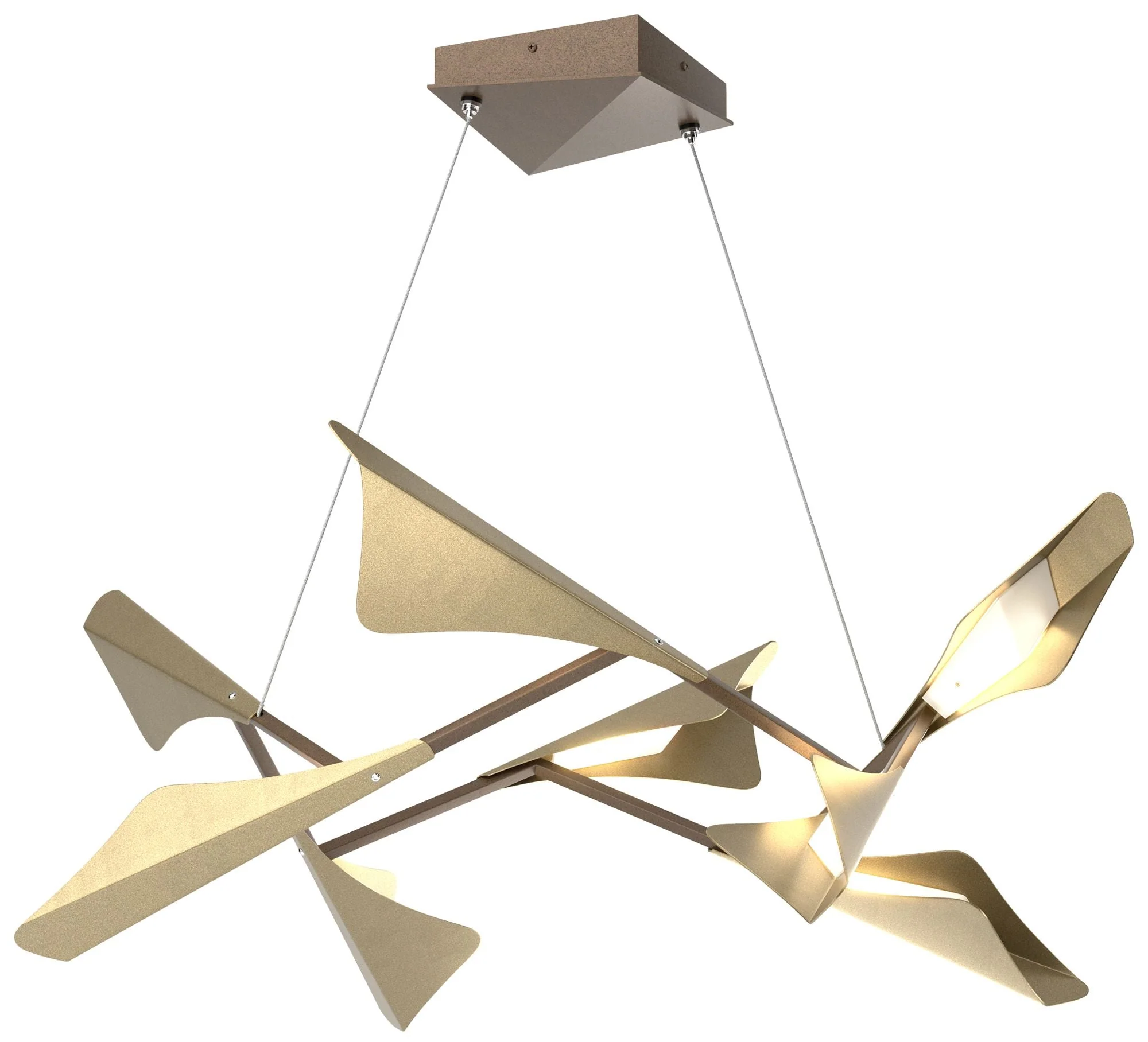 Plume 37.6"W 8-Light Soft Gold and Bronze Standard LED Pendant - Image 1