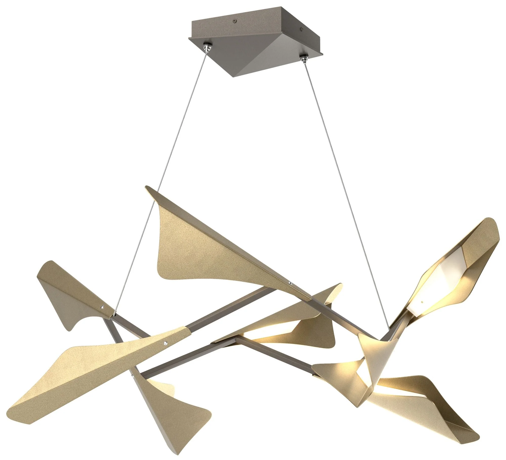 Plume 37.6"W 8-Light Soft Gold and Dark Smoke Standard LED Pendant - Image 1
