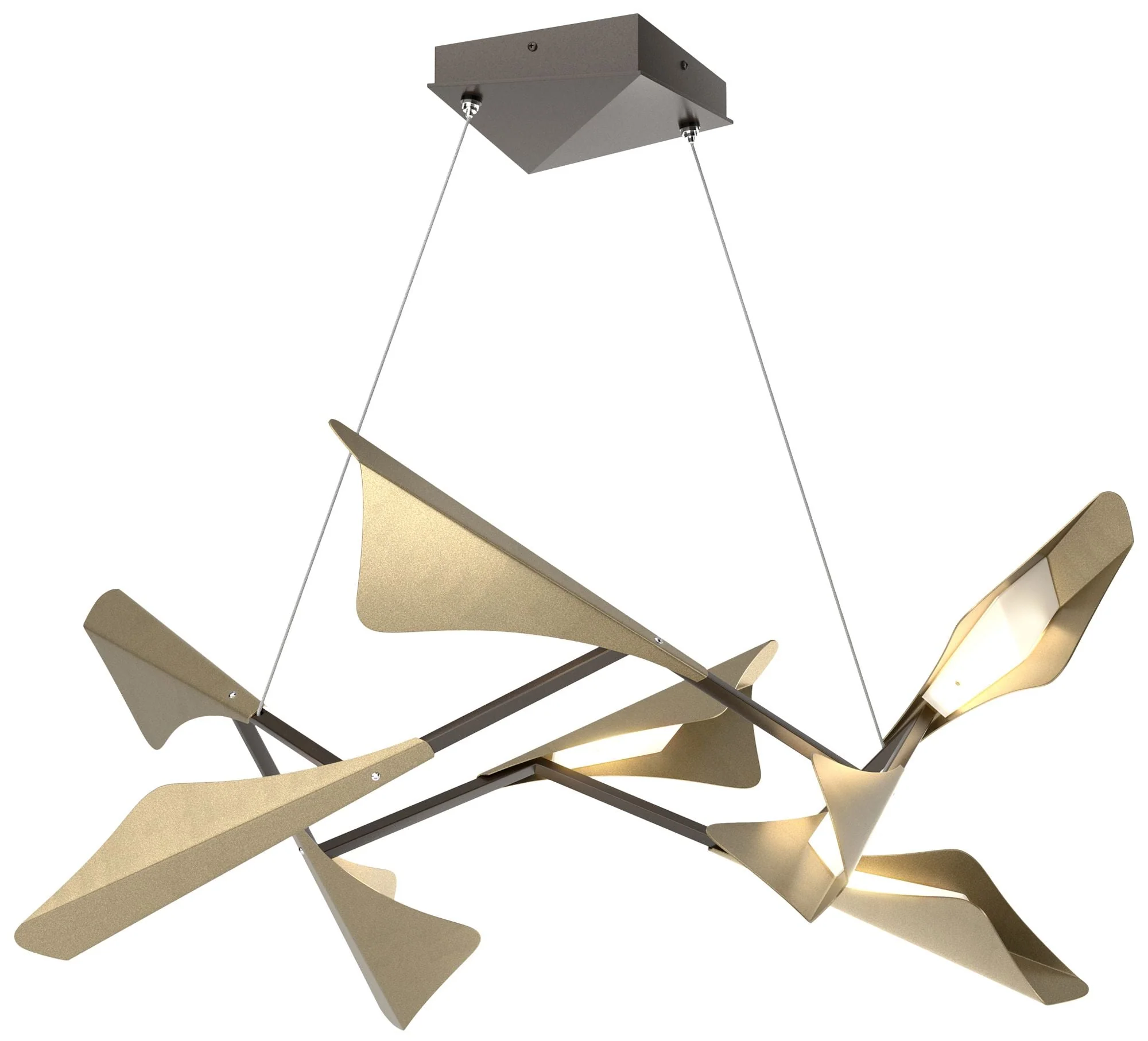 Plume 37.6"W 8-Light Soft Gold and Oil Rubbed Bronze Standard LED Pend - Image 1